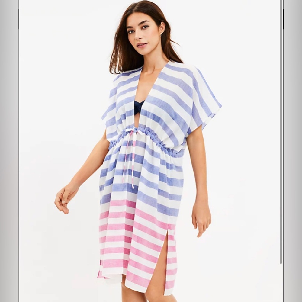LOFT Beach NWT Striped Drawstring Swimsuit Cover Up